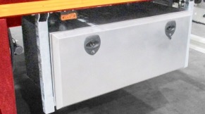 Lockable tool-box made of HDPE or stainless under the loading platform.